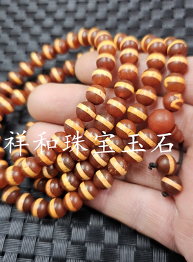 包浆红玛瑙线型天珠圆珠玉手链