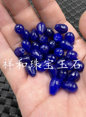 宝蓝色猫眼石水滴散珠配件珠子