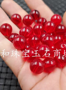 红色玻璃毫米珠子项链仿玉石