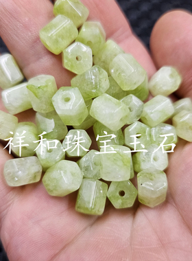 橄榄绿六棱珠路路通玉石散珠