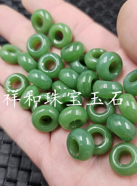 仿新疆和田玉仿碧玉大孔算盘珠