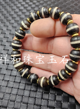 包浆线型天珠老型珠玉石手链