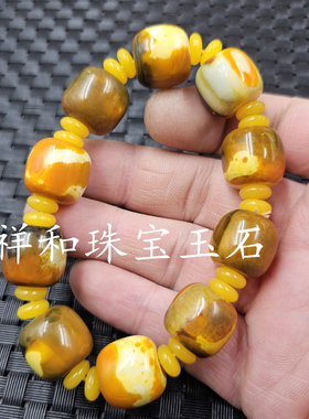黑包金玛瑙老型珠玉石手链