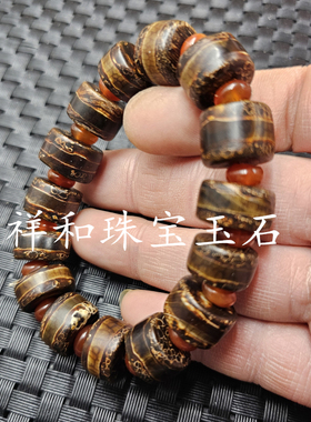 线型玛瑙车轮珠玉石手链