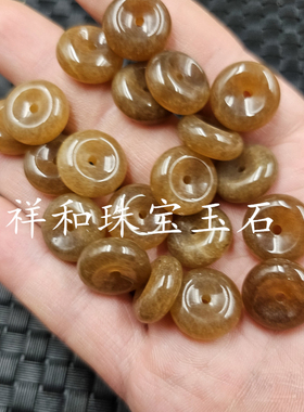 且末糖色平安扣玉石挂件