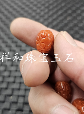 翡翠玉红翡回纹珠玉石散珠