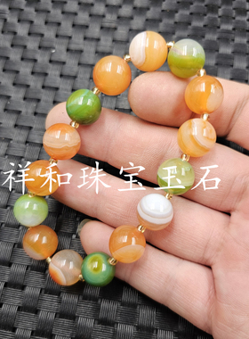 包邮盐源玛瑙圆珠玉手链10毫米