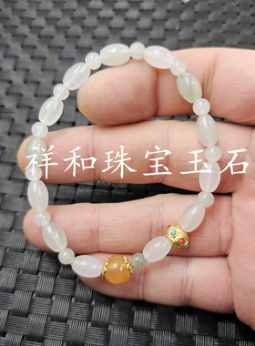 天山翠平安扣竹节玉石手里橘红色