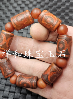 风化玛瑙天珠圆珠玉石手链