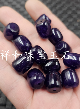 紫色石英岩玉桶珠玉石散珠12*14
