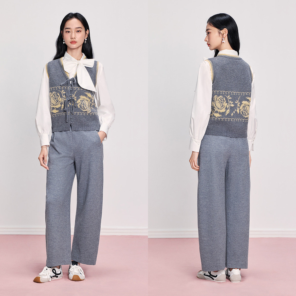 【格雷系穿搭】羊毛提花毛衣复古针织背心DOUBLOVE贝爱25冬季新款,淘宝优惠券,粉丝福利购,淘宝优惠卷