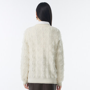 Xiaoxiangfeng wool knitted cardigan round neck sweater jacket with mohair DOUBLOVE 23 ດູໃບໄມ້ລົ່ນຮູບແບບໃຫມ່