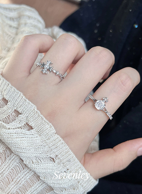 新品【宇宙甜星】精工超闪！轻奢冰切玫瑰锆石大钻土星戒指