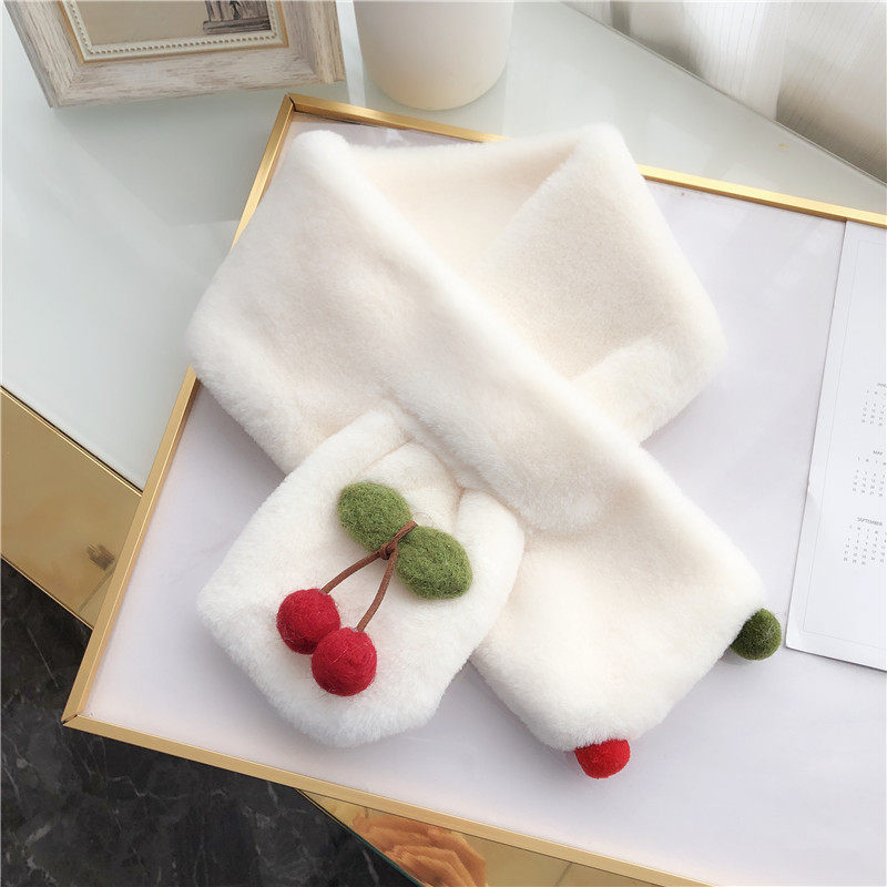 儿童毛绒围脖冬季卡通水果樱桃加厚围巾宝宝女童可爱韩版脖套小孩,淘宝优惠券,粉丝福利购,淘宝优惠卷