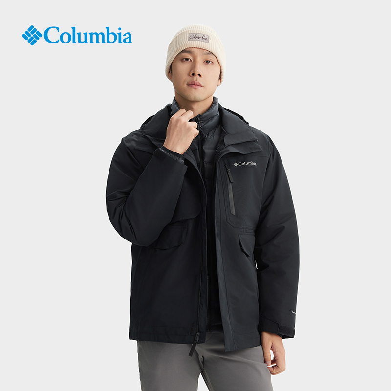 哥伦比亚户外男24秋冬金点防水800蓬鹅绒内胆三合一冲锋衣XE9603 - 图3