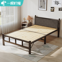Folding Bed Linen Bed 1 2 m Home Afternoon Nap Double Bed double bed Easy small bed portable solid wood bed Iron bed frame