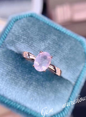 新款纯银粉水晶戒指s925简约