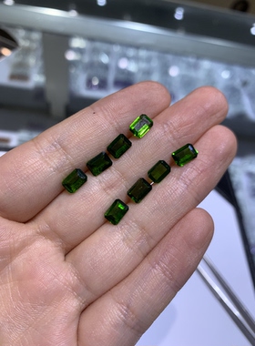 天然长方形透辉石裸石绿色系宝石3×4/4×6/5×7/6×8mm未镶嵌