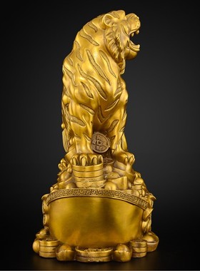 严选新中式黄铜摆件元宝虎上山虎虎啸山河霸气装饰品桌面摆件x