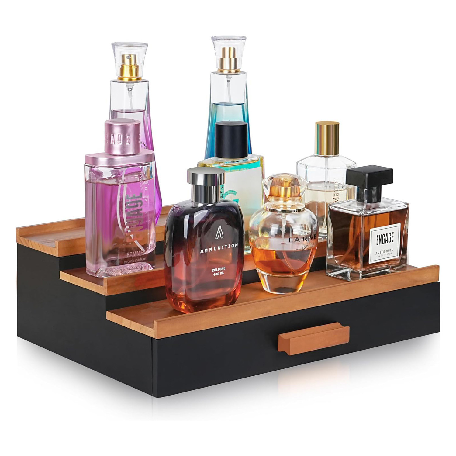 工厂直销木质带抽屉隐藏式香水展示架阶梯式柜台化妆品收纳架现货,淘宝优惠券,粉丝福利购,淘宝优惠卷