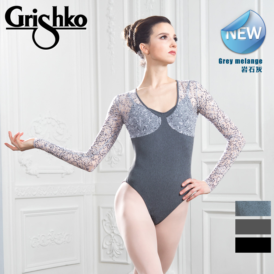 Grishko俄罗斯进口舞蹈服装女长袖芭蕾体操服蕾丝练功服DA1522/2M - 图1