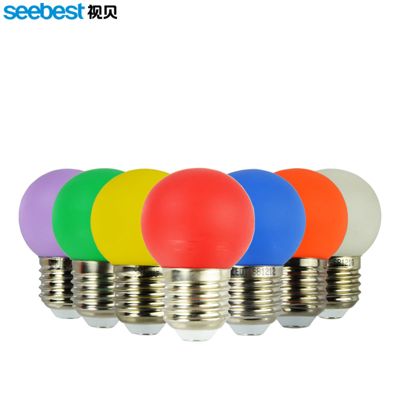视贝LED灯红色灯泡装饰彩色霓虹灯景观E27螺口小灯泡紫黄绿色蓝光