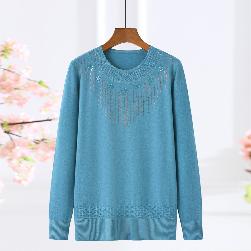 中老年妈妈装春秋薄款毛衣针织衫中年妇女大码打底衫加肥加大上衣,淘宝优惠券,粉丝福利购,淘宝优惠卷