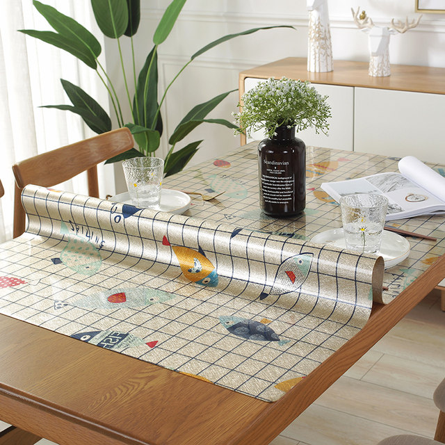 Nordic simple opaque tablecloth waterproof and anti -hot tea -free tea -free tea set house PVC dining table cushion plastic table