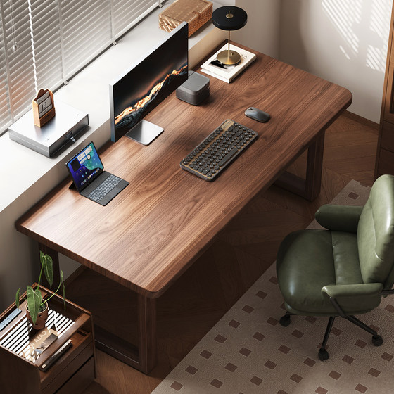 Sanmeng North American black walnut large board desk double workbench modern minimalist computer desk study desk