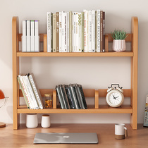 Shelf solid wood two floors on desk placed on desk multilayer station containing shelf table layered finishing frame