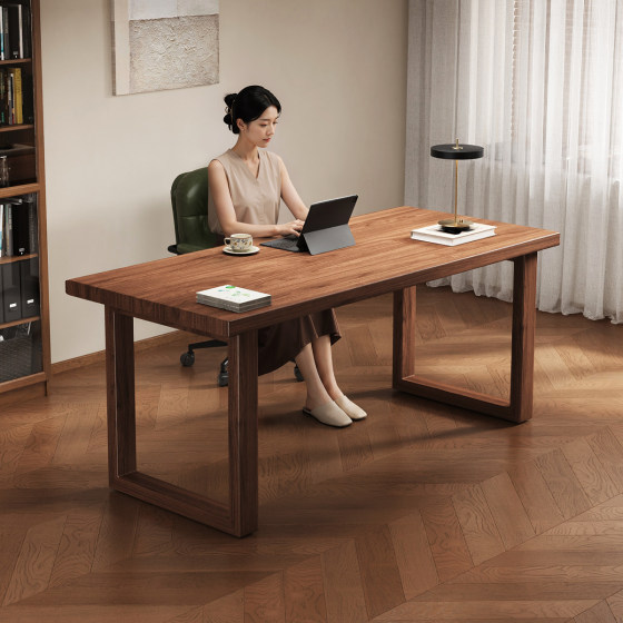 Sanmeng North American black walnut large board desk double workbench modern minimalist computer desk study desk