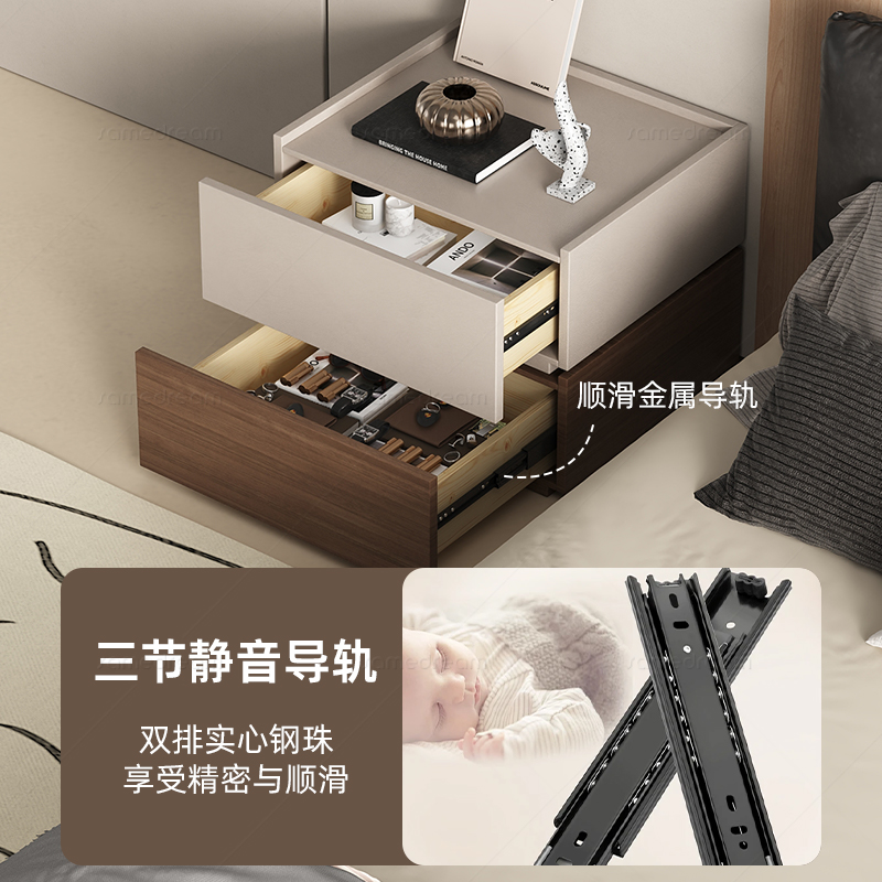 三梦极窄床头柜小型简约现代实木小柜子2024新款轻奢高级感收纳柜 - 图2
