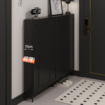 Ultra thin extremely narrow American shoe cabinet Home doorway floor entrance door Entrance Door Tipping Bucket Shoe Cabinet Black Genguan Cabinet Door