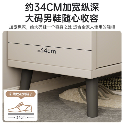 入户实木芯鞋柜家用门口室内靠墙玄关柜一体大容量储物收纳柜鞋架 - 图1