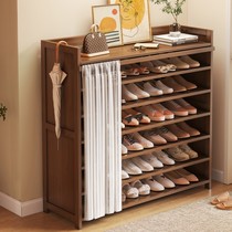 Shoes cabinet Home doorway 2023 New exploits contained Divine Instrumental Province Space Solid Wood Light Yarn Cloth Curtain Dust Resistant Multilayer Shoe Rack