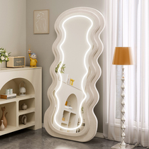 Net red wave full body mirror LED smart fitting wearing clothing mirror home bedroom girl profiled with lamp floor mirror