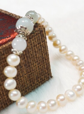 大市复古淡水珍珠925银玉珠手链