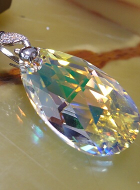 925银水晶吊坠女款百搭毛衣链子