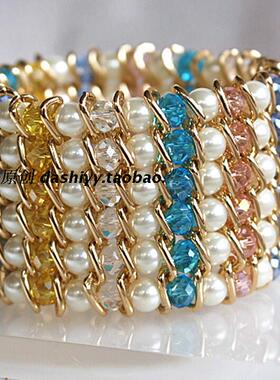 大市原创遮伤疤宽手链舞台仿珍珠