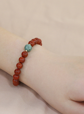 国潮南红手串中国风翠玉圆珠手链