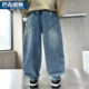 男童牛仔裤秋冬加绒2025新款中大童裤子春秋儿童直筒长裤炸街男孩