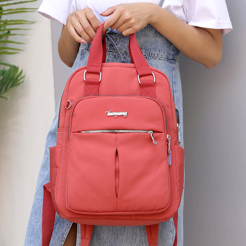 High Quality  Solid Ladies Backpacks Large Capacity Multi-p - 图0