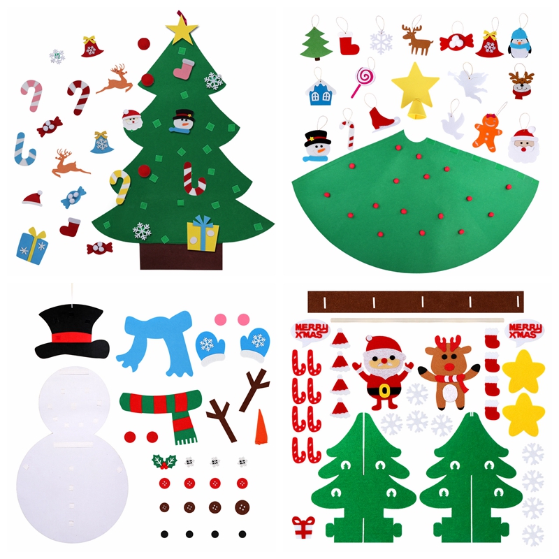 OurWarm DIY Felt Christmas Tree Snowman with Ornaments Fake - 图3