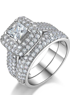 Moonso trendy Luxury 925 Sterling Silver Wedding Ring Set b