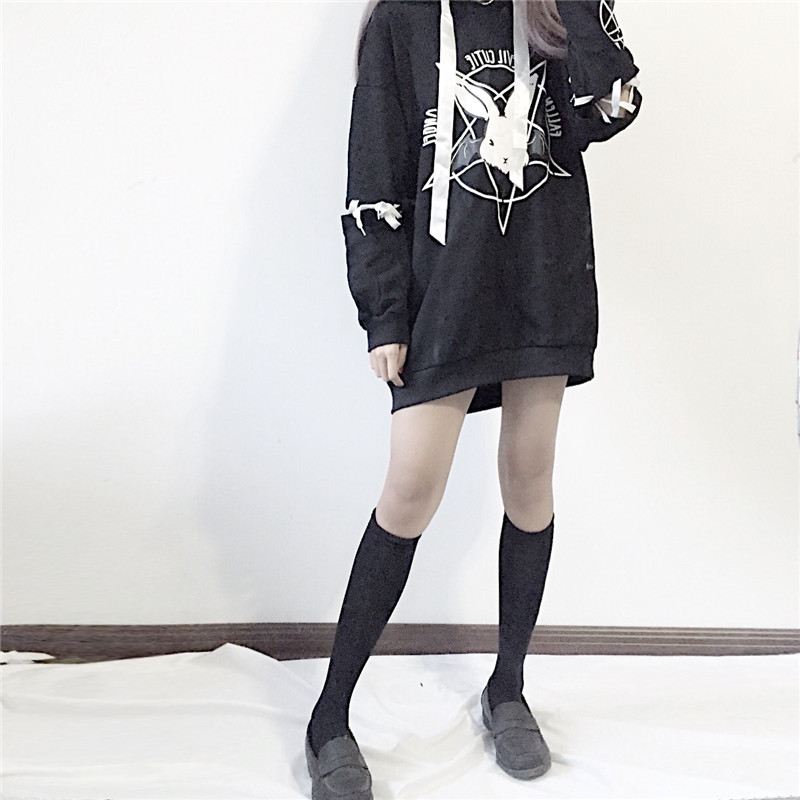 Paris Girl Harajuku Print Lace Up Women Fleeces Hoodies Got-图1