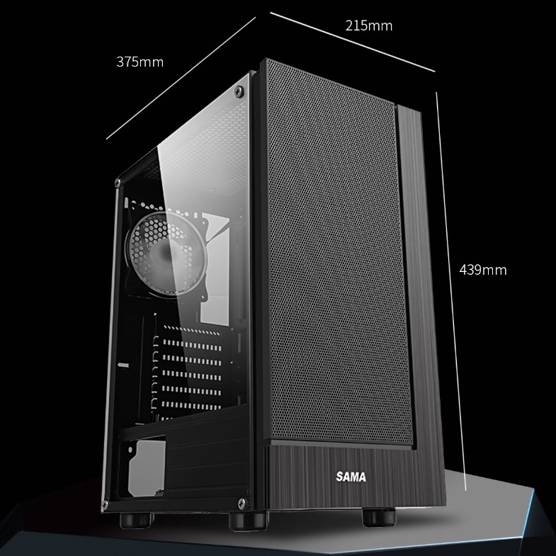 先马X11商务办公黑色ATX机箱台式机电脑中塔USB3.0侧透水冷机箱-图0