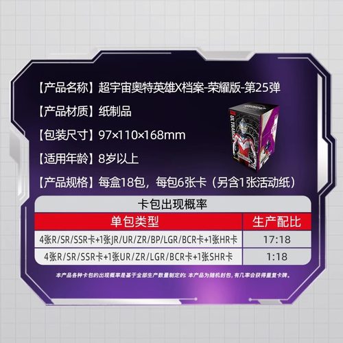 奥特曼的卡片荣耀版第26弹BCR卡游二十六代SHR正版ZR卡牌10元卡包 - 图1