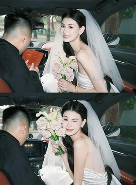森系婚纱领证简约白色蓬蓬头纱