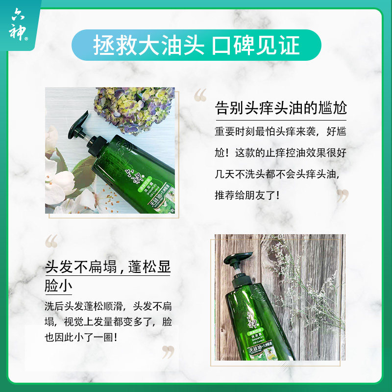 六神无硅油去屑薄荷控油止痒*银杏 六神洗发水