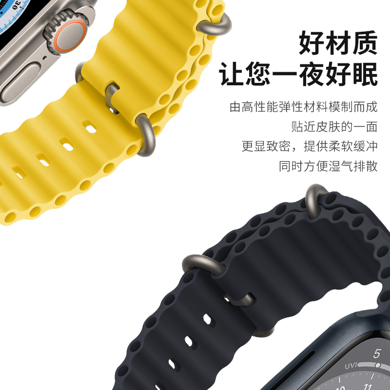 适用applewatchultra2海洋表带iwatch9苹果S8手表SE硅胶S7高级7运动S6创意WatchUltra新款49mm男女智能watchs-图2